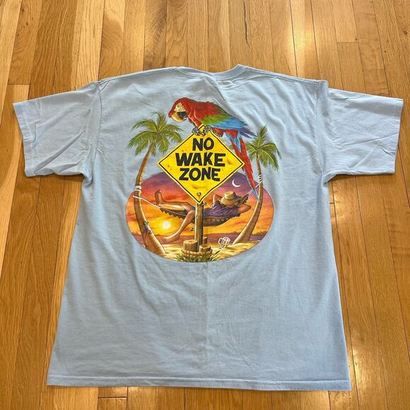 Other - Vintage 2002 Caribbean Soul No Wake Zone Blue T Shirt Size XL Parrot Buffett